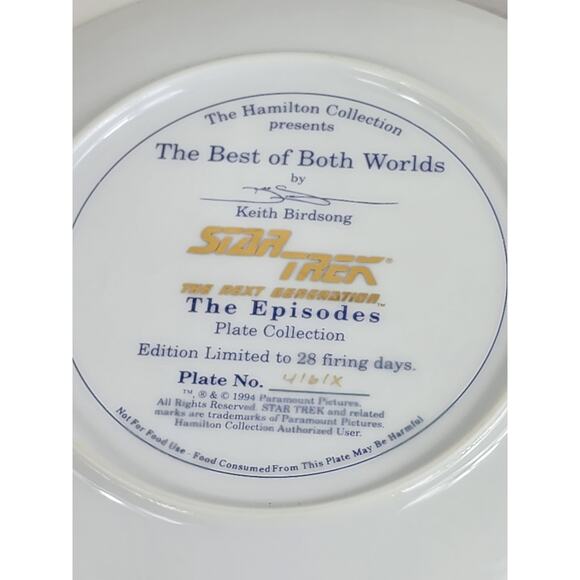 Star Trek Next Generation Picard Year 1994 Porcelain 8 1/8" Wall Decor Plate - Picture 13 of 15